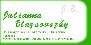 julianna blazsovszky business card